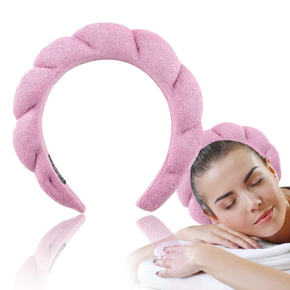 Pink Sponge Terry Cloth Puffy Make Up headband Hair Headband